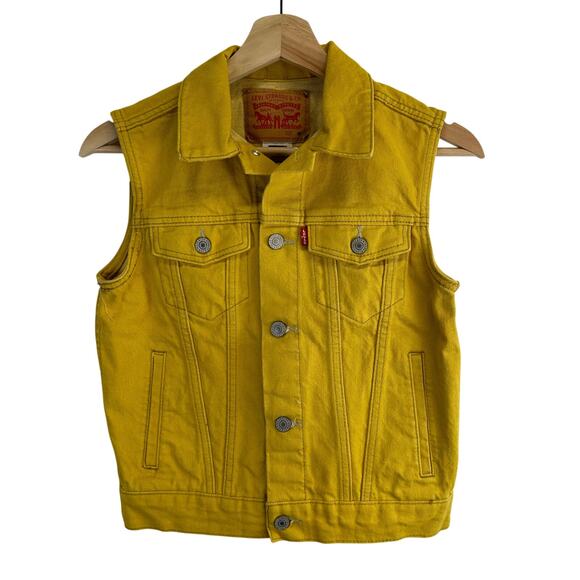levis Other - Levi's Mustard Yellow Denim Sleeveless Vest Youth Medium Colorful Bright Bold